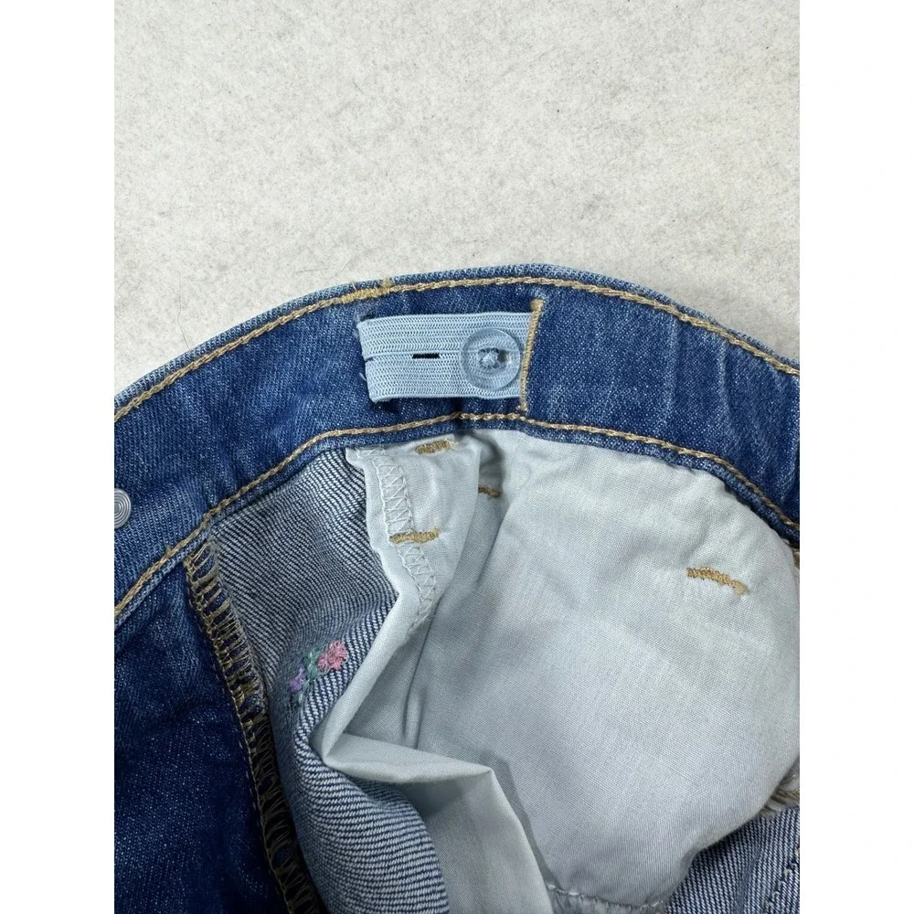 Old Navy Kids Girls Size 14 High-Rise Flare Embroidered Floral Blue Jeans NWT